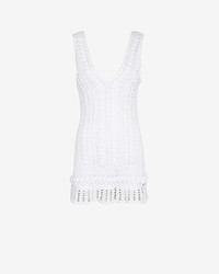 Intermix Melissa Odabash Alexis Crochet V Neck Mini Dress White