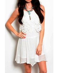 Naranka White Crochet Dress