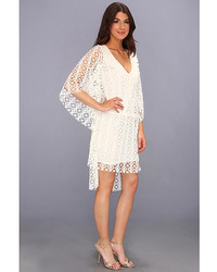 T-Bags Tbags Los Angeles High Low Hem 34 Sleeve Crochet Waisted Dress W Feather Lace