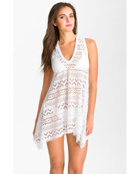 Robin Piccone Penelope Crochet Kerchief Cover Up Dress White Large