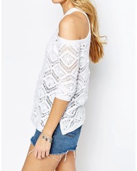 Asos Crochet Sweater With Cold Shoulder