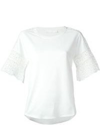 White Crochet Crew-neck T-shirt