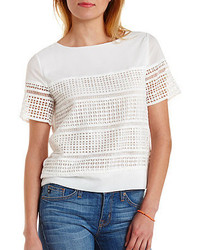 Charlotte Russe Boxy Crochet Cut Out Tee
