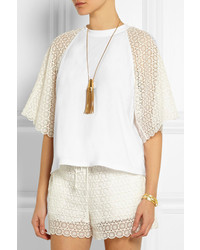 Chloé Cotton Jersey And Crocheted Lace Top