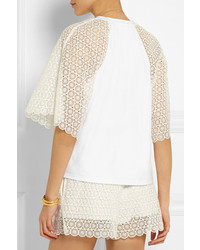 Chloé Cotton Jersey And Crocheted Lace Top