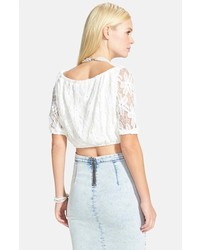 Lucca Couture Lace Peasant Crop Top