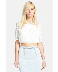 Lucca Couture Lace Peasant Crop Top