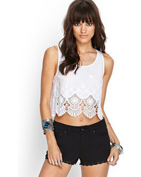 Forever 21 Embroidered Crochet Woven Tank