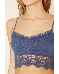 Forever 21 Floral Crocheted Cropped Cami