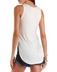 Charlotte Russe Lace Knit High Low Tank Top