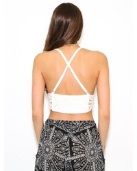 South Beach Lovers Friends Lovers And Friends Crop Top In White Crochet