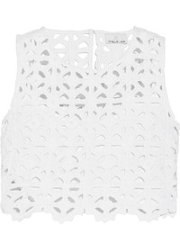 Miguelina Ruby Cropped Crocheted Cotton Top White