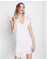 Express Crochet Fit And Flare Dress