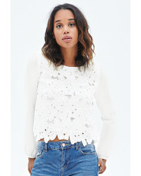 Forever 21 Floral Crochet Overlay Top
