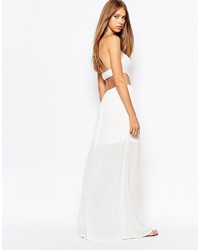 Missguided Crochet Halter Neck Cut Out Side Maxi Dress