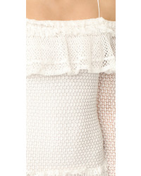 JONATHAN SIMKHAI Ruffle Crochet Long Sleeve Mini Dress