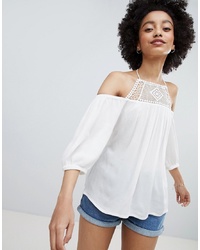 Only Off Shoulder Top With Crochet Insert
