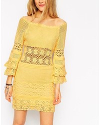 Asos Petite Crochet Dress With Off Shoulder