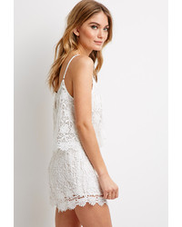 Forever 21 Contemporary Floral Crochet Flounce Romper