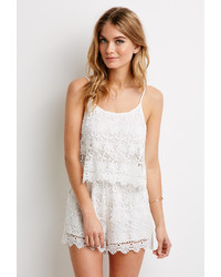 Forever 21 Contemporary Floral Crochet Flounce Romper