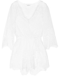 Miguelina Greta Crocheted Cotton Lace Playsuit White