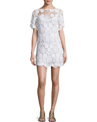 Miguelina Grace Crochet Overlay Coverup Dress Pure White
