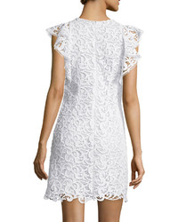 Hiche Crochet Lace Flounce Dress White