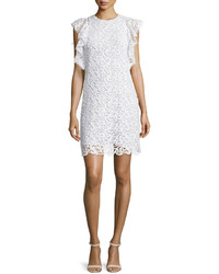 Hiche Crochet Lace Flounce Dress White