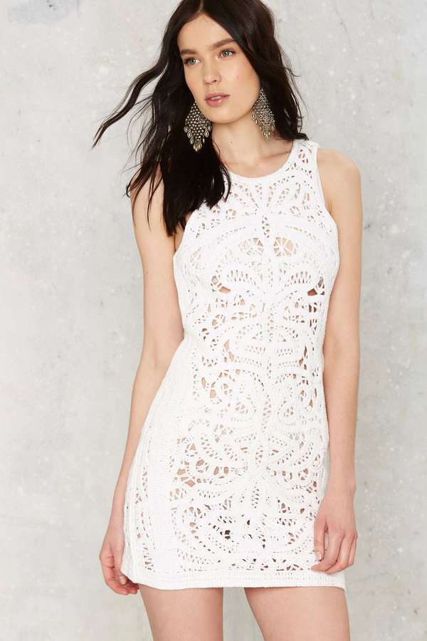 white crochet mini dress