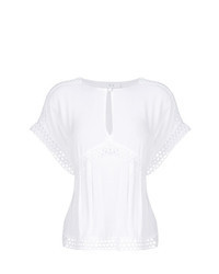 White Crochet Short Sleeve Blouse