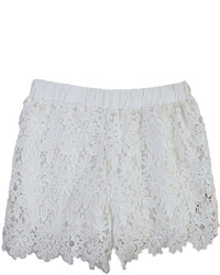 Choies White High Waist Crocheted Lace Shorts