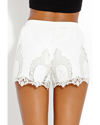 Forever 21 Embroidered Faux Leather Shorts