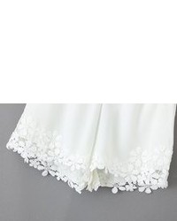 Floral Crochet Lace White Shorts