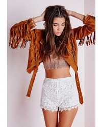Missguided Crochet Lace Hotpants White