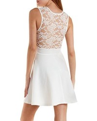 Charlotte Russe Embroidered Lace Yoke Skater Dress