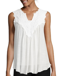 By And By Byby Sleeveless Crochet Front Open Blouse