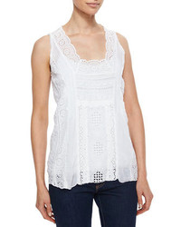 Johnny Was Collection Embroidered Crochet Tank