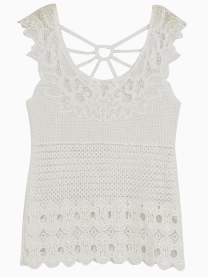 white crochet vest top