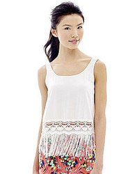 Nanette Lepore L Amour By Lamour By Crochet And Fringe Trim Tank Top