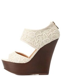 Charlotte Russe Crocheted Lace Two Piece Platform Wedges
