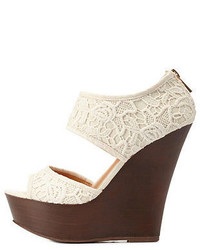 Charlotte Russe Crocheted Lace Two Piece Platform Wedges