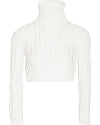 Calvin Klein Collection Tricia Cropped Ribbed Knit Sweater