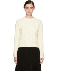 Carven Ivory Cropped Wool Sweater