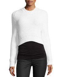 Michl Kors Collection Airspun Shaker Cropped Sweater