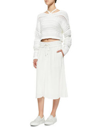 Helmut Lang Mixed Knit Cropped Pullover Sweater