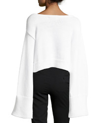 Milly Oversized Cropped Pullover Sweater White