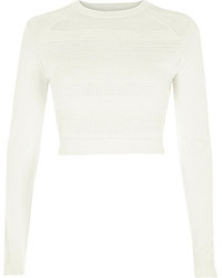 River Island White Ripple Mesh Knitted Crop Top