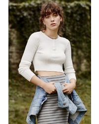 Unif X Uo Ribbed Cropped Henley Top
