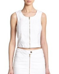 7 For All Mankind Cotton Zip Cropped Top