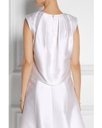 ADAM by Adam Lippes Adam Lippes Cropped Pleated Satin Twill Top Ivory